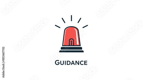 Red Siren Alert Guidance Icon Illustration.