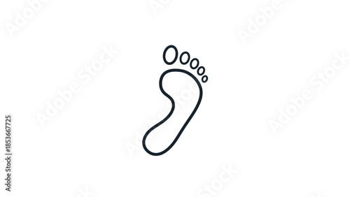 Simple Black Footprint Illustration on White.