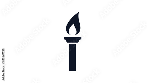 Simple Black Torch Icon with Flame.