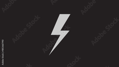 White Lightning Bolt Icon on Black.