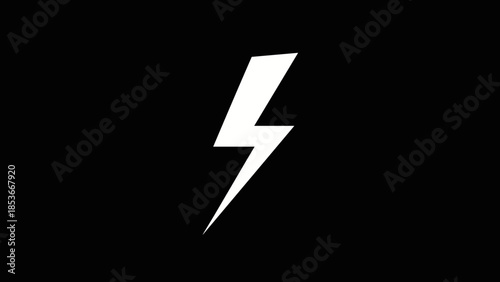 White Lightning Bolt Symbol on Black.