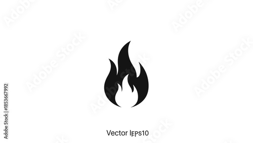 Black Flame Icon Vector Illustration.