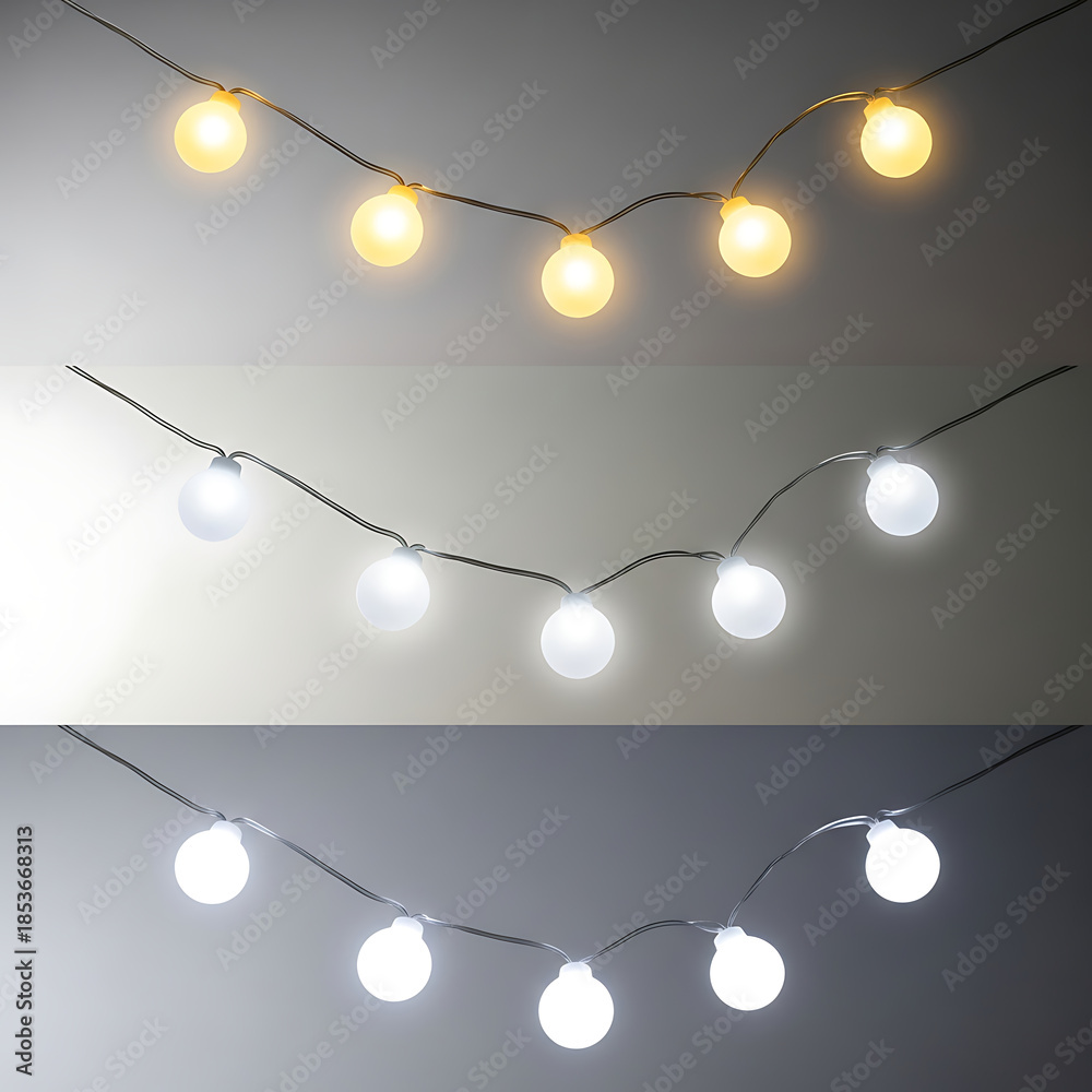 Obraz premium String lights with warm white and cool white bulbs