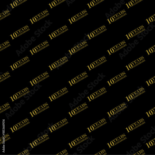 10 years anniversary seamless pattern isolated on black background