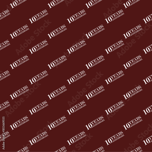 10 years anniversary seamless pattern isolated on color background