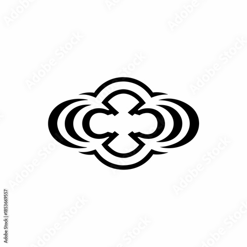 Cloud Software Logo Vector with Abstract Connection Symbol for Digital Computing Platforms and Tech Brand Identity, Flat Minimalist Design on White Background