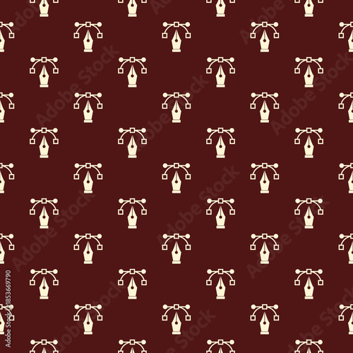 Fountain pen nib seamless pattern isolated on color background