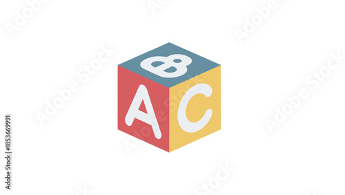 Colorful Alphabet Block with Letters ABC.