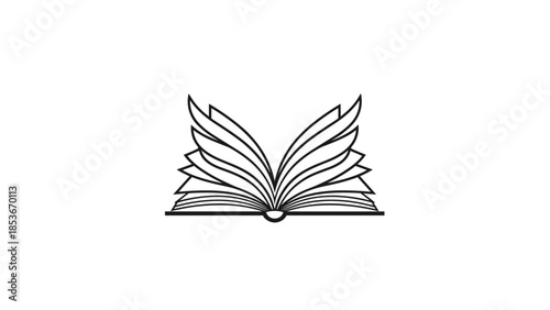 Open Book with Leaves Illustration.