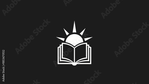 Open Book with Rising Sun Symbol 1.