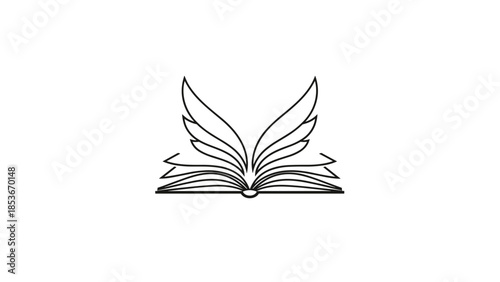 Open Book with Wings Illustration Design.