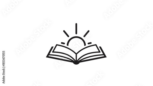 Open Book with Rising Sun Symbol.