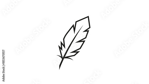 Simple Black and White Feather Illustration.