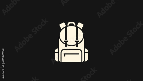 Simple Beige Backpack Illustration on Black.