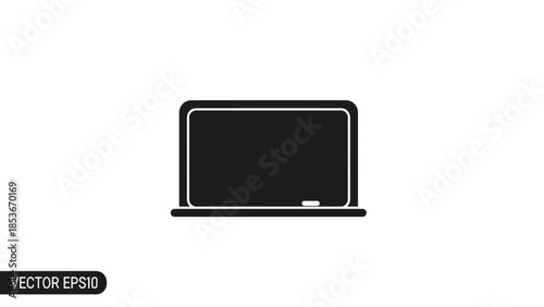 Simple Black Laptop Computer Illustration.