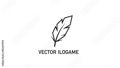 Simple Black Feather Icon Illustration Design.