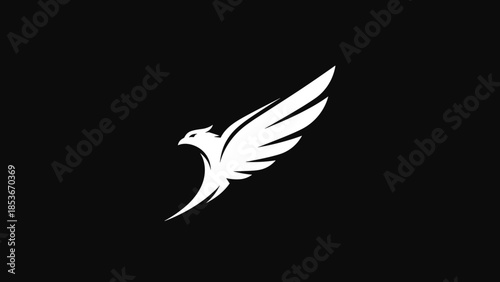 White Bird Silhouette Flying in Air.