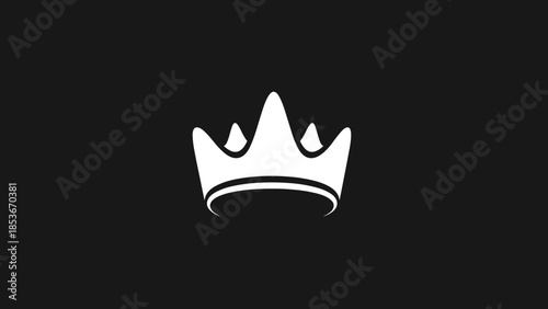 White Crown Icon on Black Background 1.