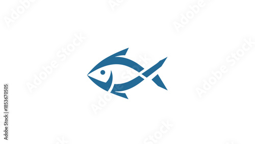 Blue Fish Icon Simple Design Element.