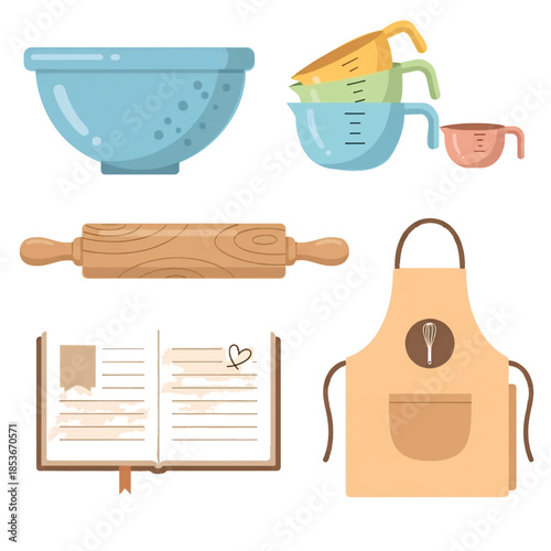Wooden Kitchen Utensils Vector Illustration Icon Set