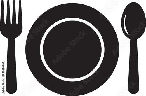 Simple table setting with plate fork and spoon