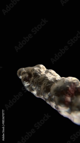 Abstract metallic organic form on black background