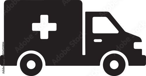 Black silhouette of an ambulance vehicle icon