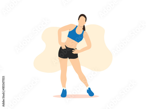 Young Woman Doing Stretching Exercises Before Workout Illustration