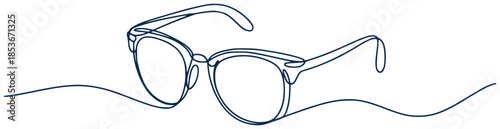 Minimalist continuous of dark blue sunglasses a white background eyewear accessory