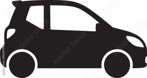 Black silhouette of a small modern car