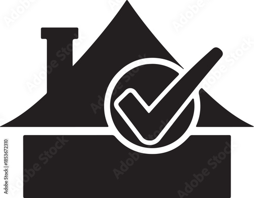 A house with a checkmark icon for approval or inspection
