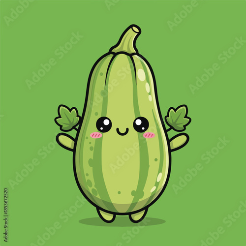 Adorable Cartoon Zucchini Character