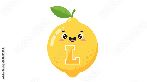 Cartoon Lemon Character with Letter L.