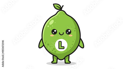 Cartoon Lime Character with Letter L.
