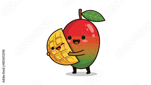 Cartoon Mango Character with Slice.