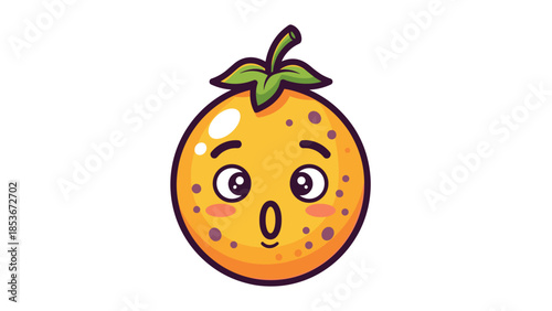 Cartoon Orange Fruit Character with Surprised Face.