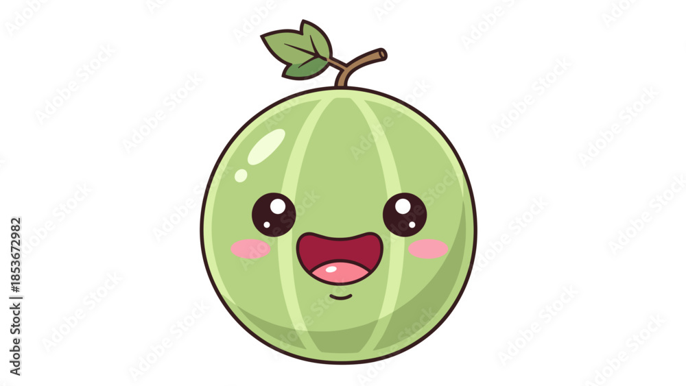 Obraz premium Cute Cartoon Green Melon Character Illustration.