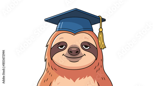 Cartoon Sloth Wearing Graduation Cap 1.