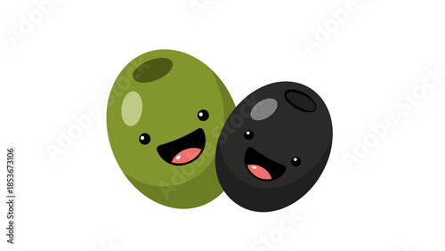 Green and Black Olives with Faces.