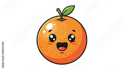 Happy Cartoon Orange Fruit Character Illustration.