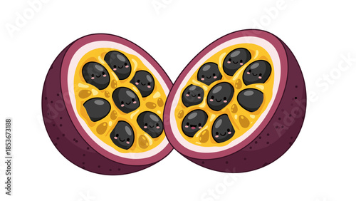 Passion Fruit Cut Open Showing Seeds 1.