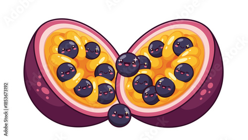 Passion Fruit Cut Open Showing Seeds 2.