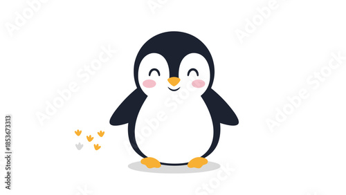 Adorable Cartoon Penguin Character with Smile.