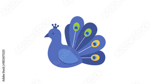 Blue Peacock with Vibrant Feathers Display.