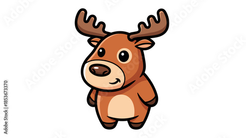 Cartoon Deer with Antlers Standing.