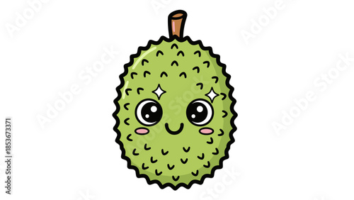 Cartoon Durian Fruit Character with Smile.