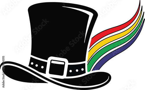 hat rainbow silhouette icon minimal line art vector irish holiday celebration luck folklore logo symbol sign festive illustration St patrick’s day leprechaun 