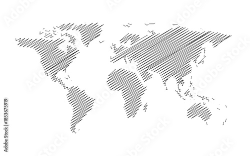 cartoon scribble world map icon element design	