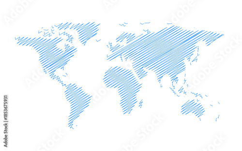 cartoon scribble world map icon element design	
