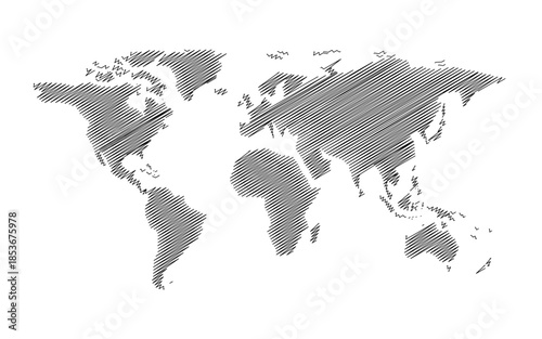 cartoon scribble world map icon element design	